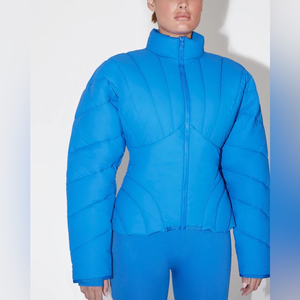 KHY Kylie Jenner Sculpted Puffer Cobalt Blue